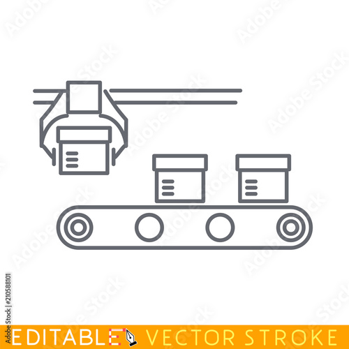 Conveyor icon. Editable stroke sketch icon. Stock vector illustration.