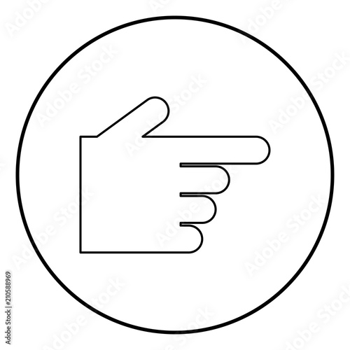 Pointing hand icon black color in circle round