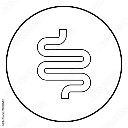 Intestine or bowels icon black color in circle round