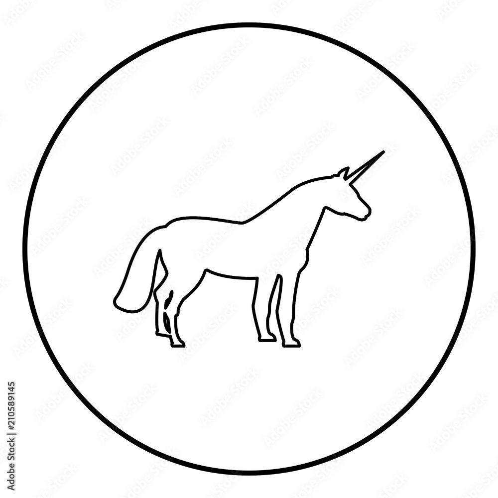 Obraz premium Unicorn icon black color in circle round