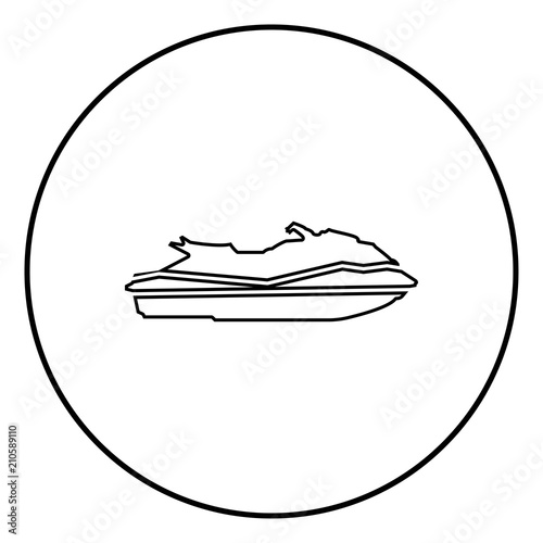 Waverunner icon black color in circle round