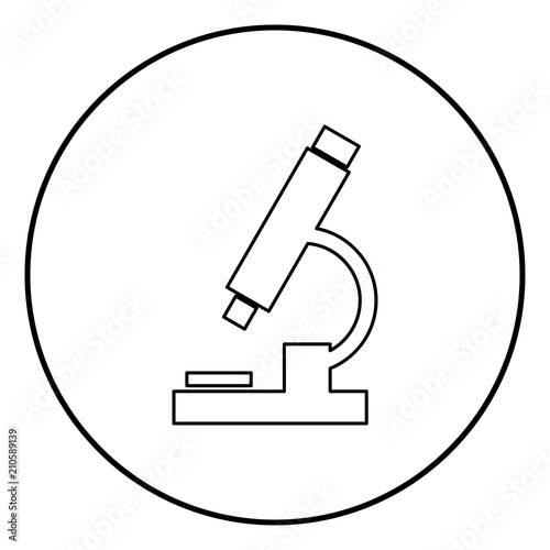 Microscope icon black color in circle round