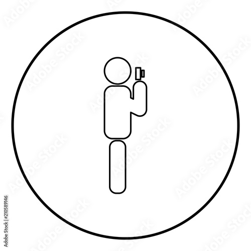 Photographer stick icon black color in circle round