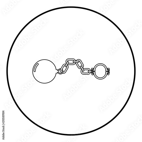 Shackles with ball icon black color in circle round
