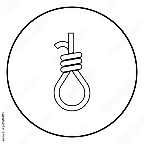 Gallows with rope noose icon black color in circle round