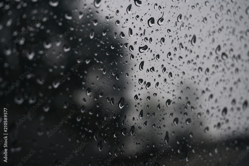 Wet Car Glass Rain Storm Outside