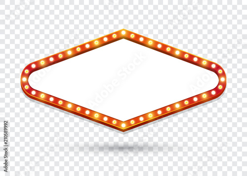 Electric Bulbs Billboard. Empty rhombus retro light frames for text. Vector illustration photo