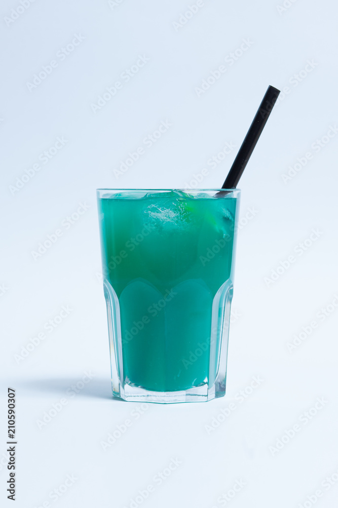blue fresh cocktail on white background; blue fresh cocktail on white background;