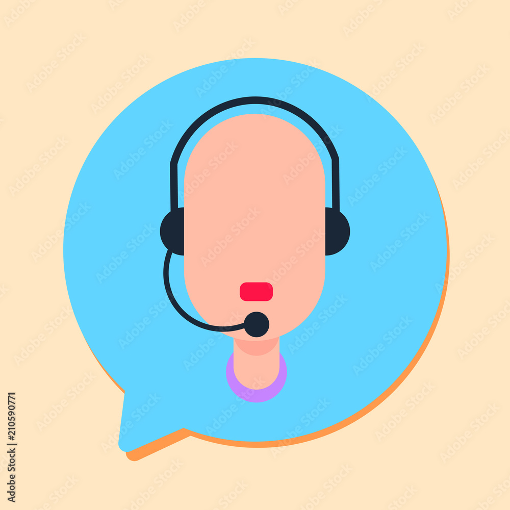 callcenter man support online operator with headphone, customer and technical service icon, chat concept, flat design vector illustration