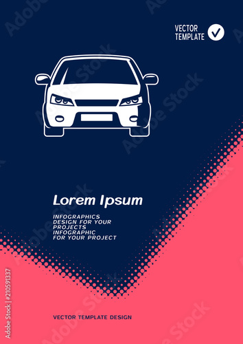 Brochure or web banner design with car icon