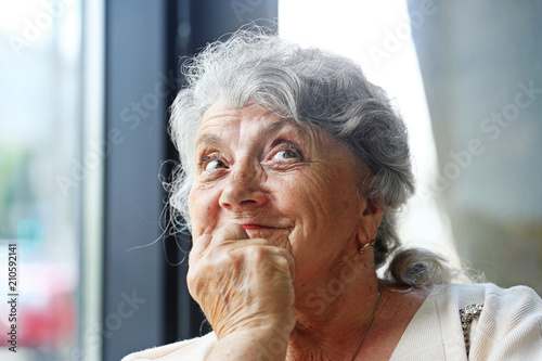Happy and smile elderly woman face