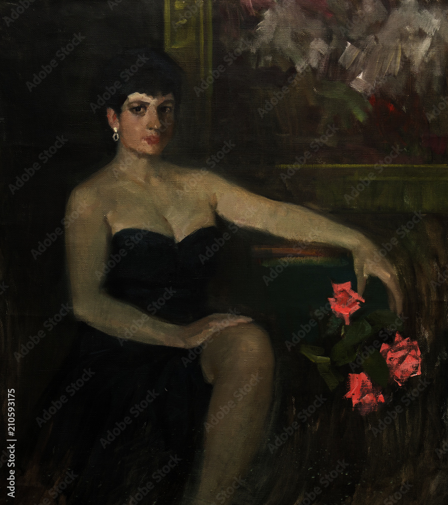 Naklejka premium oil painting, portrait, handmade