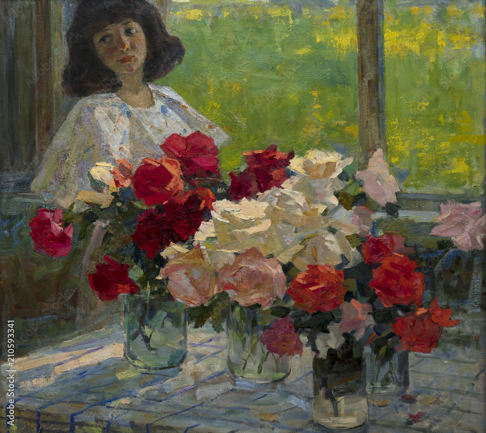 Naklejka premium oil painting, portrait, handmade
