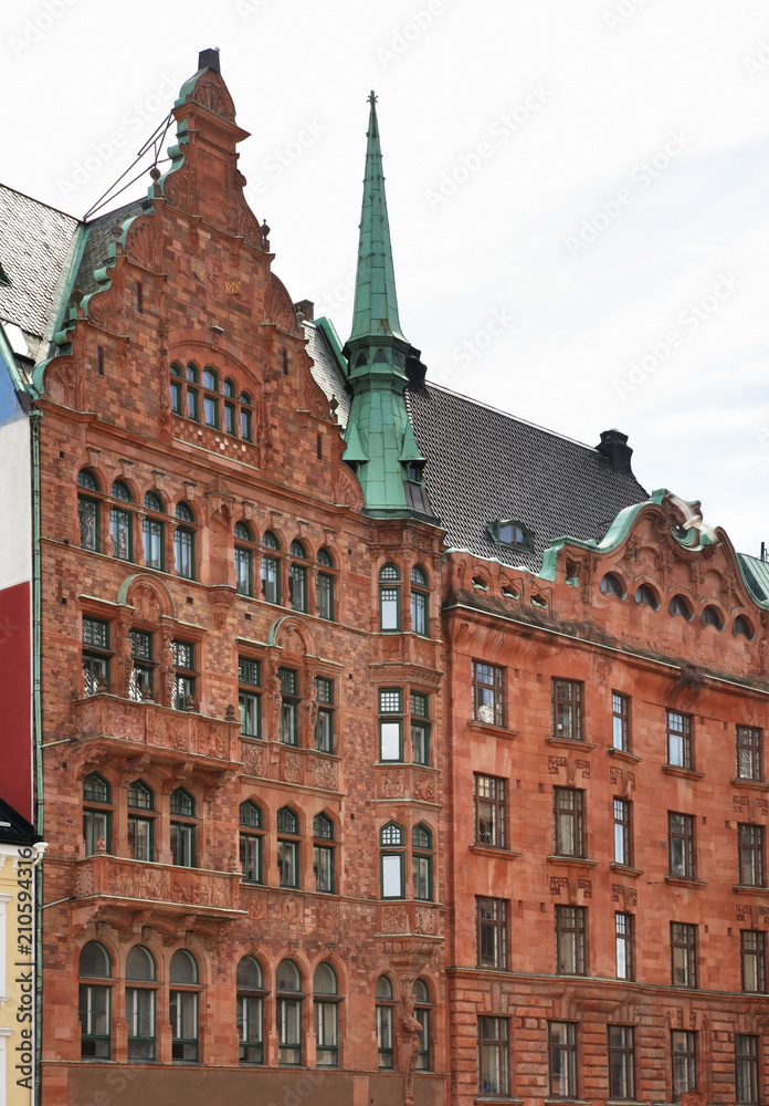 Fototapeta premium Fragment of building at Stortorget square in Malmo. Sweden