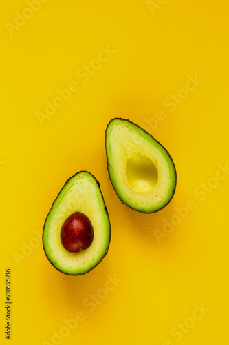 Avocado on yellow