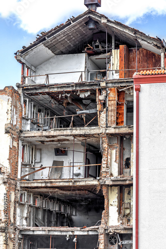 Damaged building after NATO Bombing in Belgrade