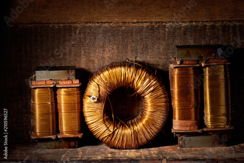 Old copper wire coils.