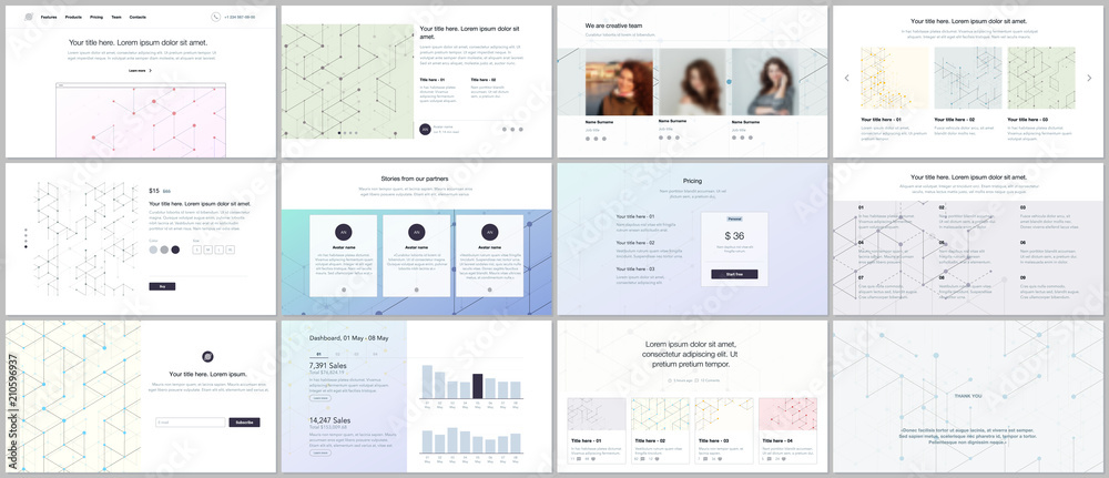 Vector templates for website design, minimal presentations, portfolio. UI, UX, GUI. Line art pattern with connecting lines. Abstract geometric graphic background. Technology, digital network concept. Vector templates for website design, minimal presentations, portfolio. UI, UX, GUI. Line art pattern with connecting lines. Abstract geometric graphic background. Technology, digital network concept.