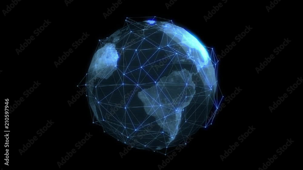 HUD Earth 1007: Heads up display element of a holographic plexus Earth globe (Loop).