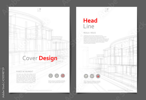 Abstract architecture background, layout brochure template, abstract architecture composition.  Geometric design.  Cover design template for annual report. Cover presentation on a4.