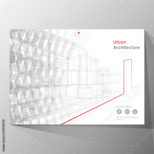 Abstract architecture background, layout brochure template, abstract architecture composition.  Geometric design.  Cover design template for annual report. Cover presentation on a4.