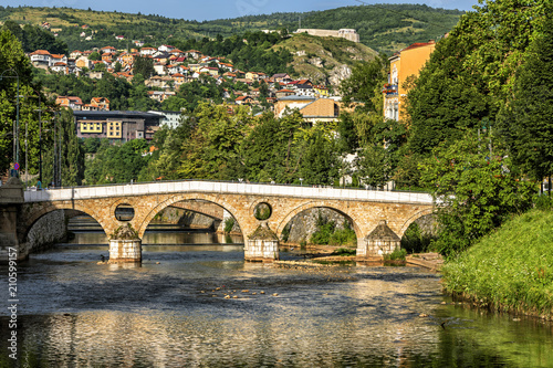 View of the historic centre of Sarajevo , Bosnia and Herzegovina