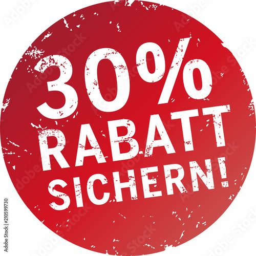 Button 30% Rabatt sichern rot zerkratzt
