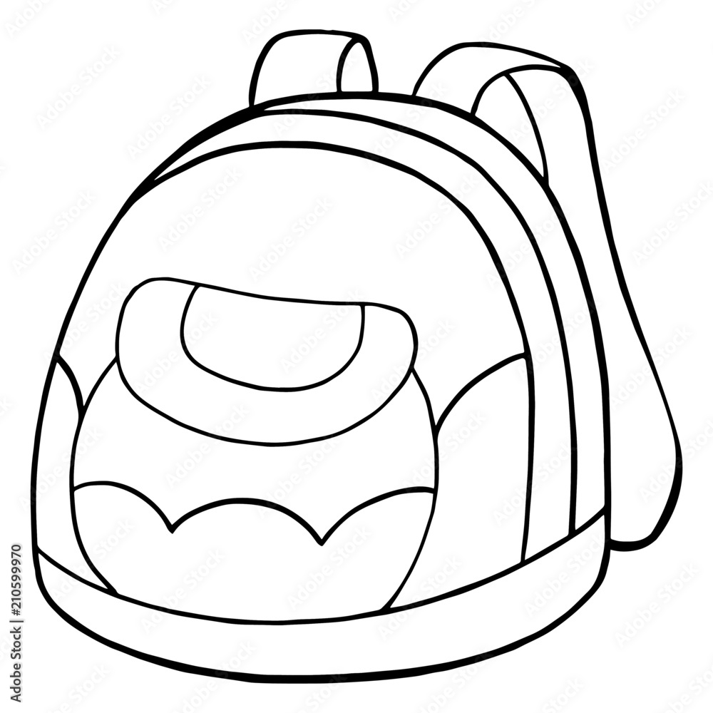 School bag cartoon illustration isolated on white background for children  color book Stock Vector | Adobe Stock