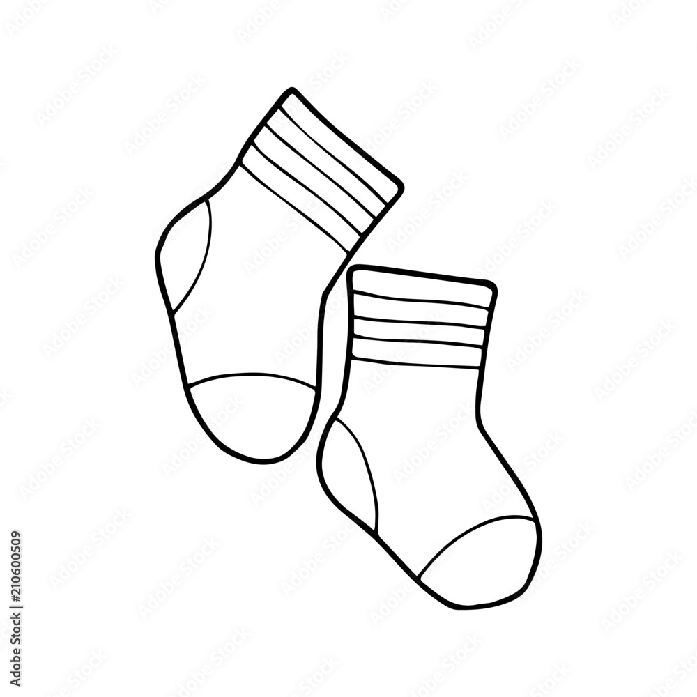 Socks cartoon illustration isolated on white background for children color  book Stock Vector | Adobe Stock