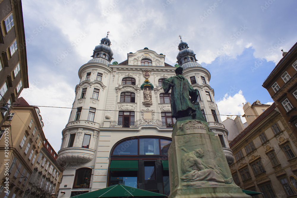 Naklejka premium View of the Johannes Gutenberg Monument, Vienna