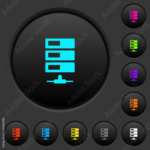 Data network dark push buttons with color icons