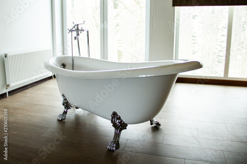 Bright white bathtub photo