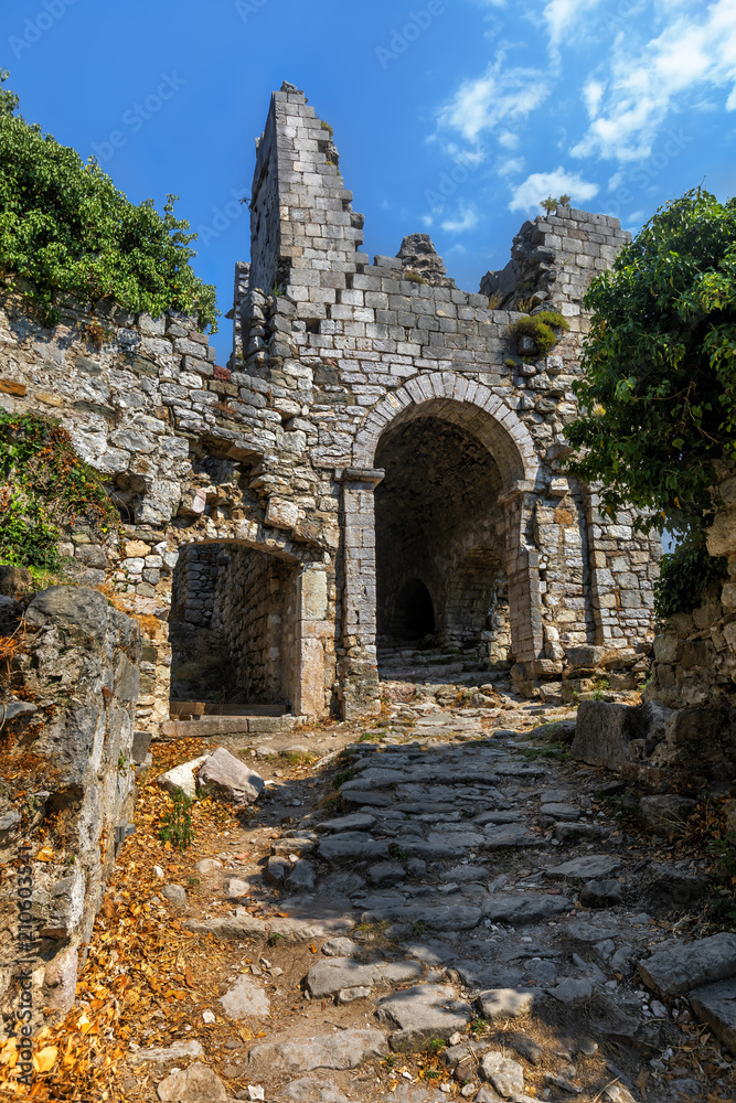 Remains of aqueduct in Stari Bar village near Bar city in Montenegro.