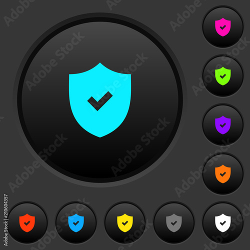Active security dark push buttons with color icons