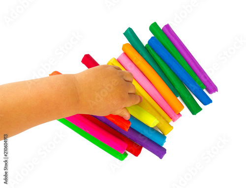colorful playdough on white background