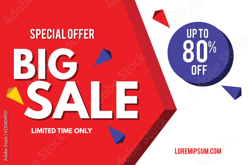 Sale Banner. Big Sale Banner Template Design. Sale and Discount. Vector Illustration.