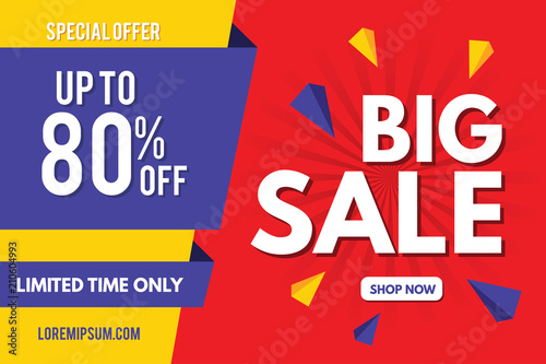 Sale Banner. Big Sale Banner Template Design. Sale and Discount. Vector Illustration.