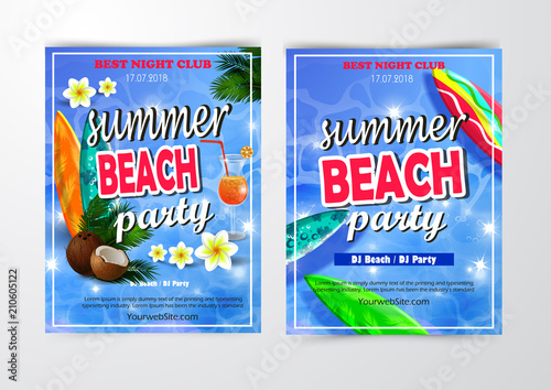 Poster for summer and beach party background
