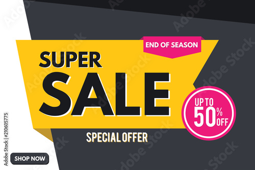 Super Sale Banner Template. Sale Banner Design. Abstract Sale Banner.