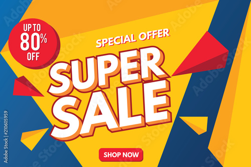 Super Sale Banner Template. Sale Banner Design. Abstract Sale Banner.