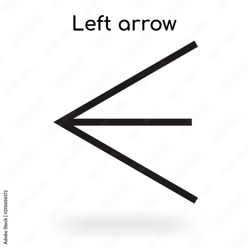 Left arrow icon vector sign and symbol isolated on white background, Left arrow logo concept Left arrow icon vector sign and symbol isolated on white background, Left arrow logo concept