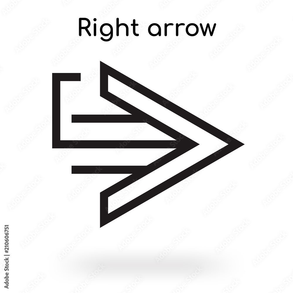 Right arrow icon vector sign and symbol isolated on white background, Right arrow logo concept Right arrow icon vector sign and symbol isolated on white background, Right arrow logo concept