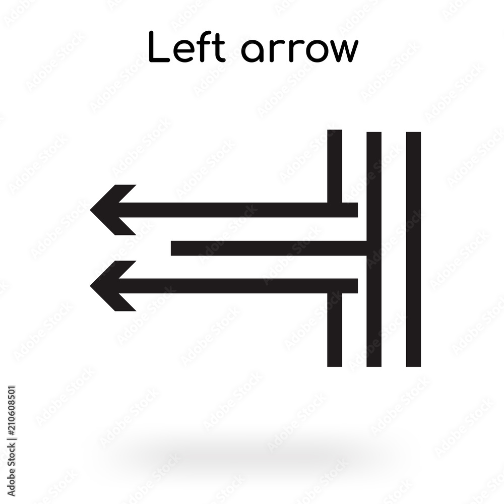 Left arrow icon vector sign and symbol isolated on white background, Left arrow logo concept Left arrow icon vector sign and symbol isolated on white background, Left arrow logo concept