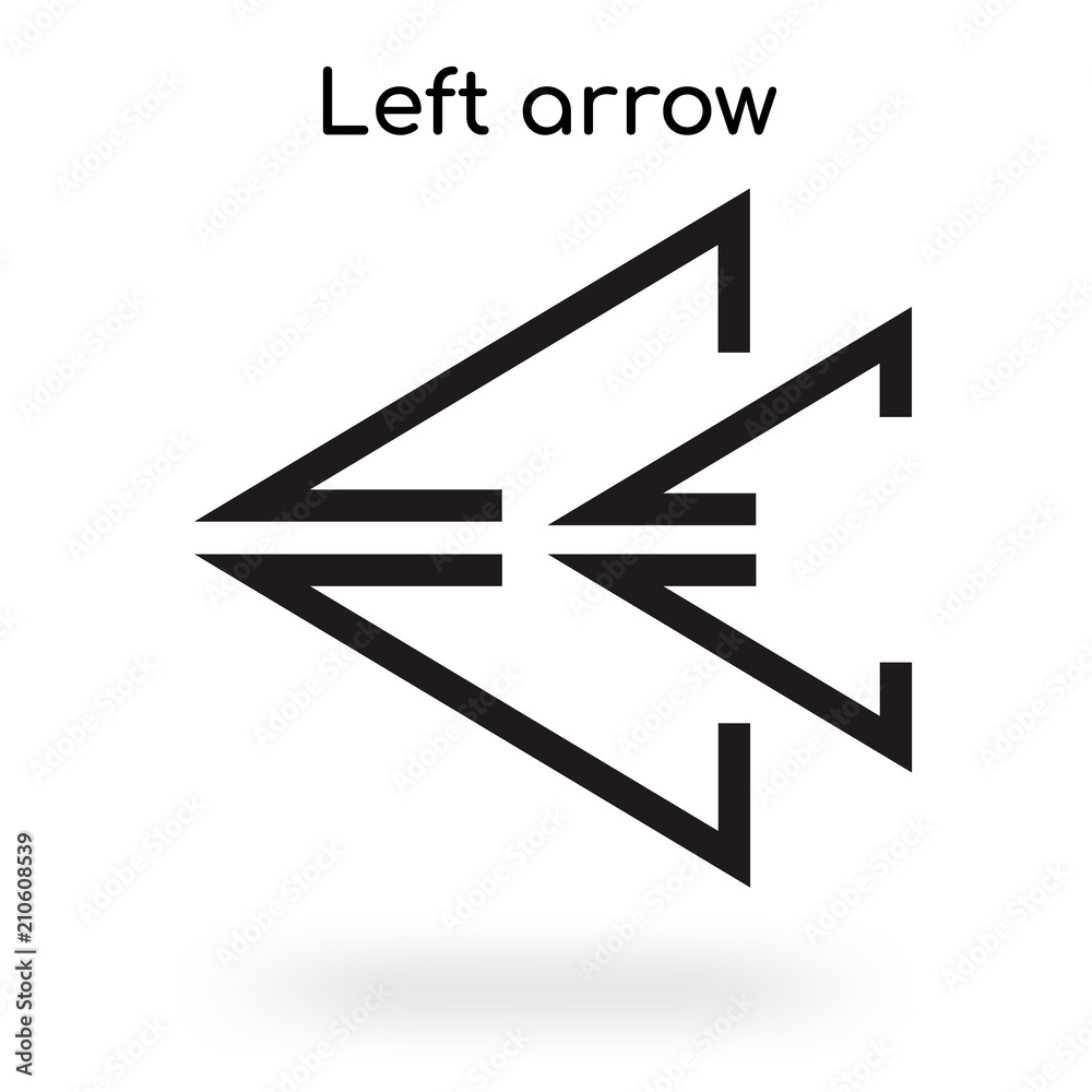 Left arrow icon vector sign and symbol isolated on white background, Left arrow logo concept Left arrow icon vector sign and symbol isolated on white background, Left arrow logo concept