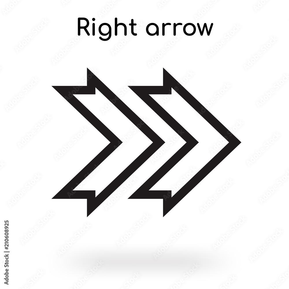 Right arrow icon vector sign and symbol isolated on white background, Right arrow logo concept Right arrow icon vector sign and symbol isolated on white background, Right arrow logo concept