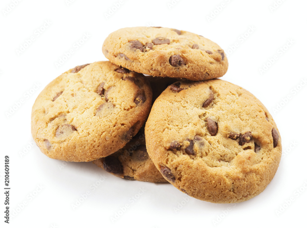 heap of homemade cookies isolated on white background