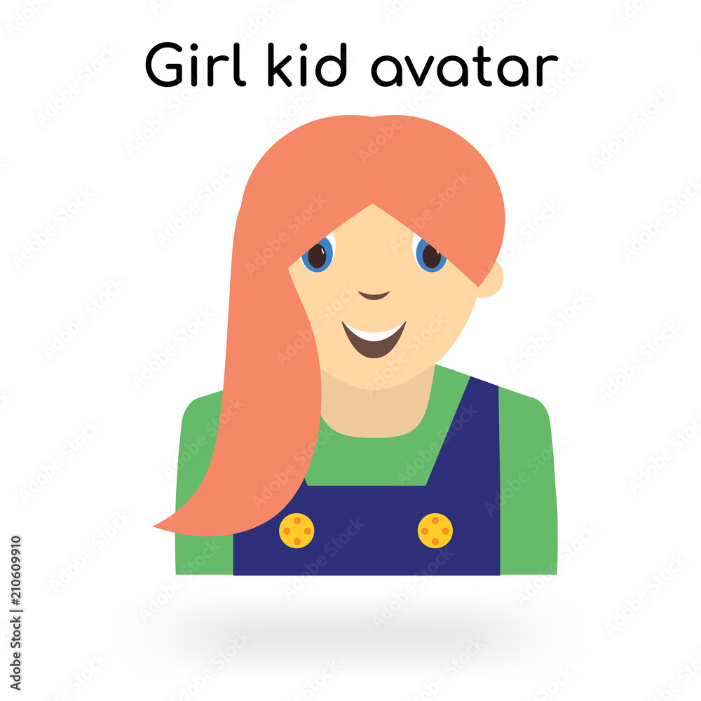 Girl kid avatar icon vector sign and symbol isolated on white background, Girl kid avatar logo concept Girl kid avatar icon vector sign and symbol isolated on white background, Girl kid avatar logo concept