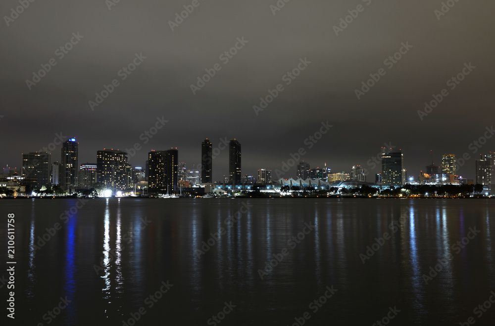 Skyline of San Diego, California at night