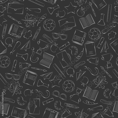 Back to school doodles in chalkboard background