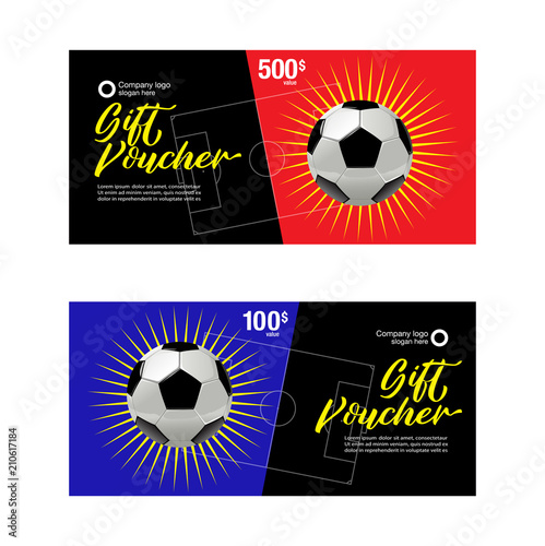 Football Gift voucher, Football Coupon template, Football Coupon design template, Soccer Coupon design template